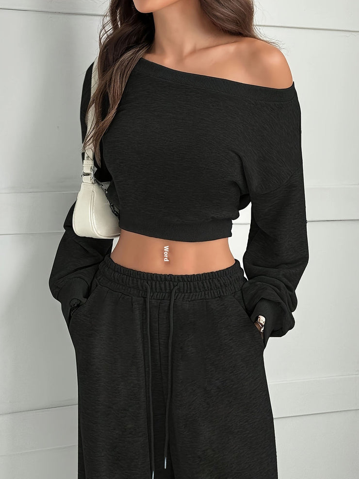 Ensemble Cria Luxe | Gebreide Tweedelige Lounge Set avec Strikdetail