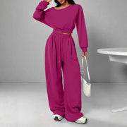 Ensemble Cria Luxe | Gebreide Tweedelige Lounge Set avec Strikdetail